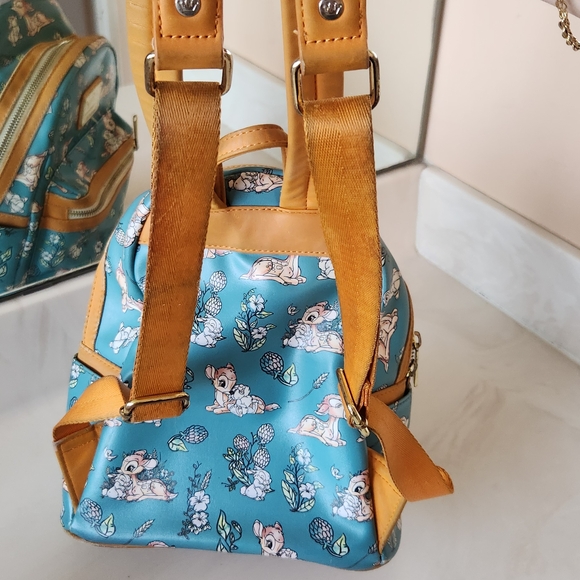 Disney Loungefly Blue Floral Mini Backpack - Picture 6 of 7
